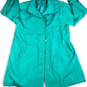 Vintage London Fog Teal Trench Coat – Classic Style, Timeless Appeal, Size 12R